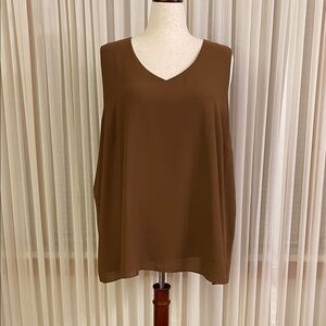 Cato Brown V-Neck Sleeveless Blouse